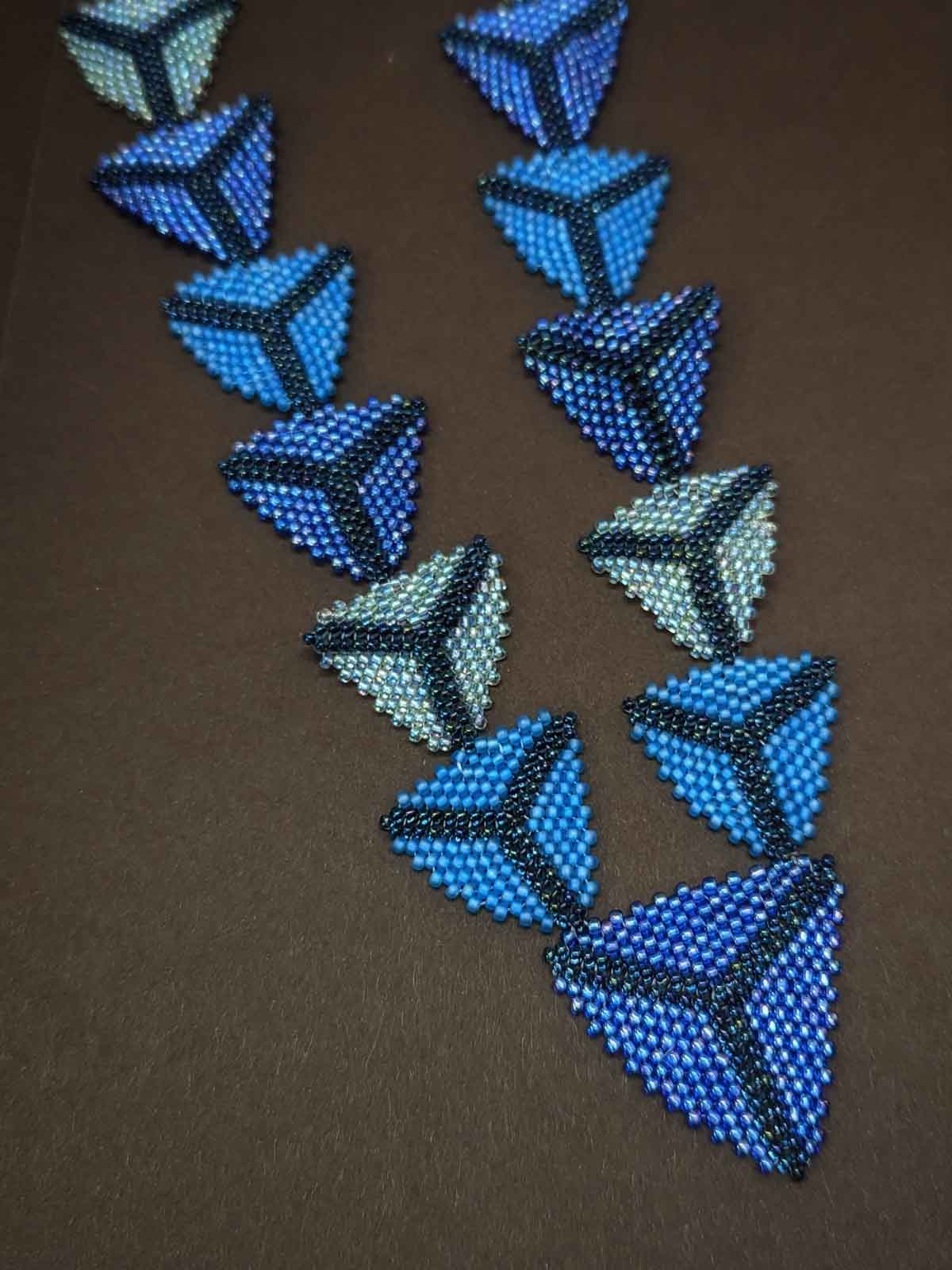 Must Have Blue Handcrafted Bead Woven Triangle Necklace Purple