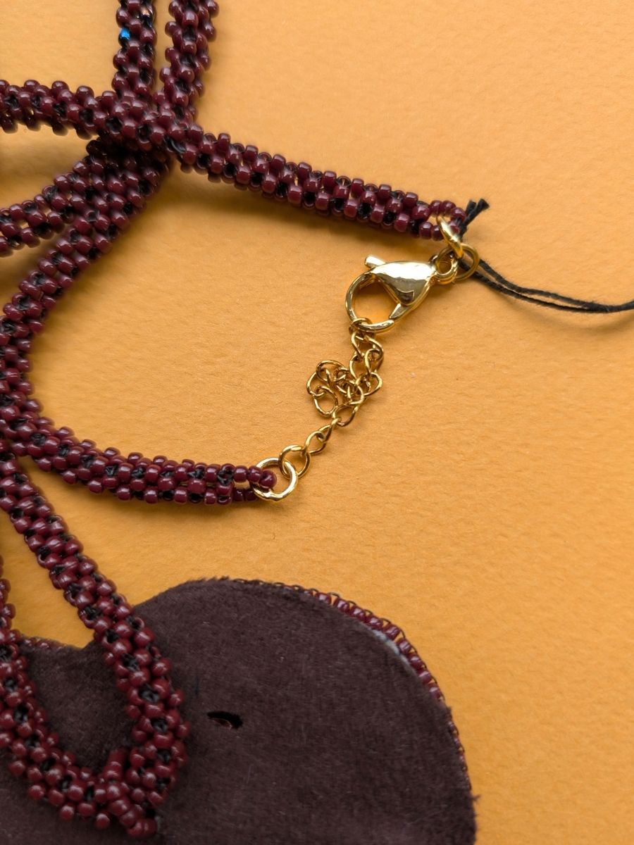 Handmade Beaded Brown Blue Grey Rope Necklace