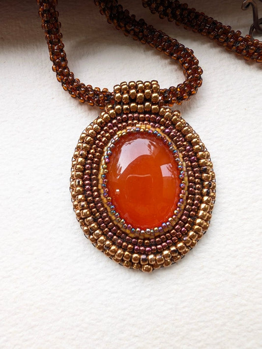 Handmade Beaded Brown Necklace