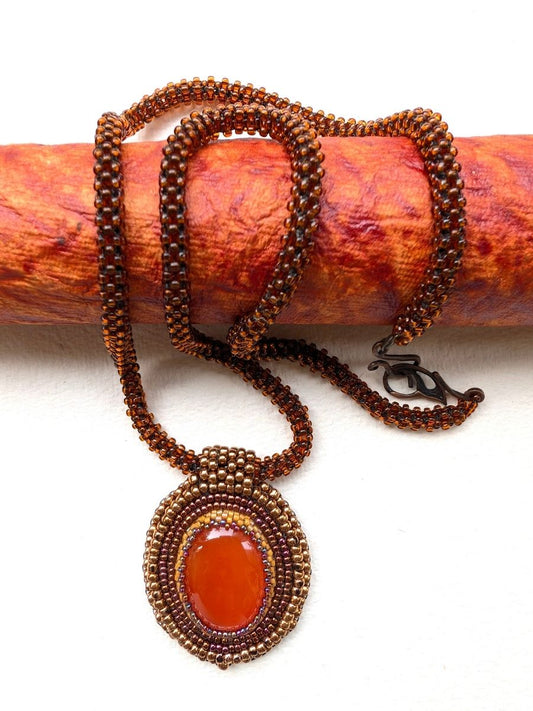 Handmade Beaded Brown Necklace