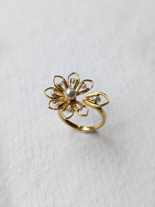 Handcrafted Celestial 92.5 Sterling Silver Ring 22kt Gold Plated