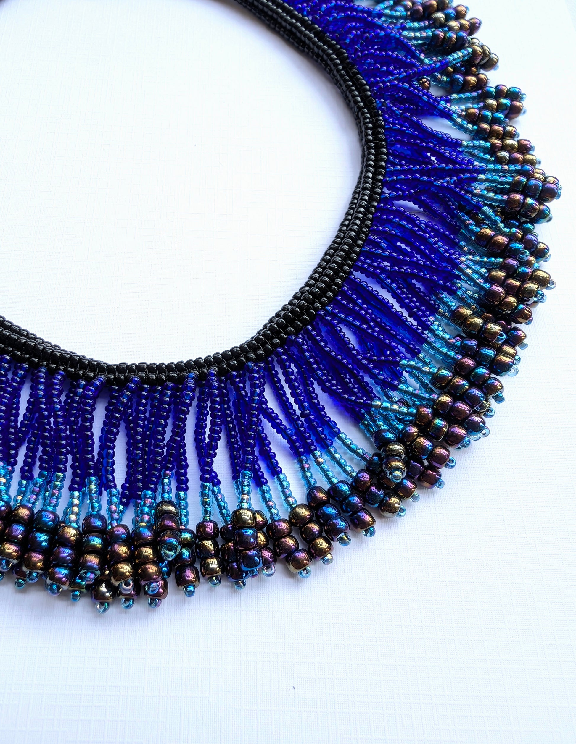 Coral Sapphire Handmade Beaded Necklace Multicolor Blue Black