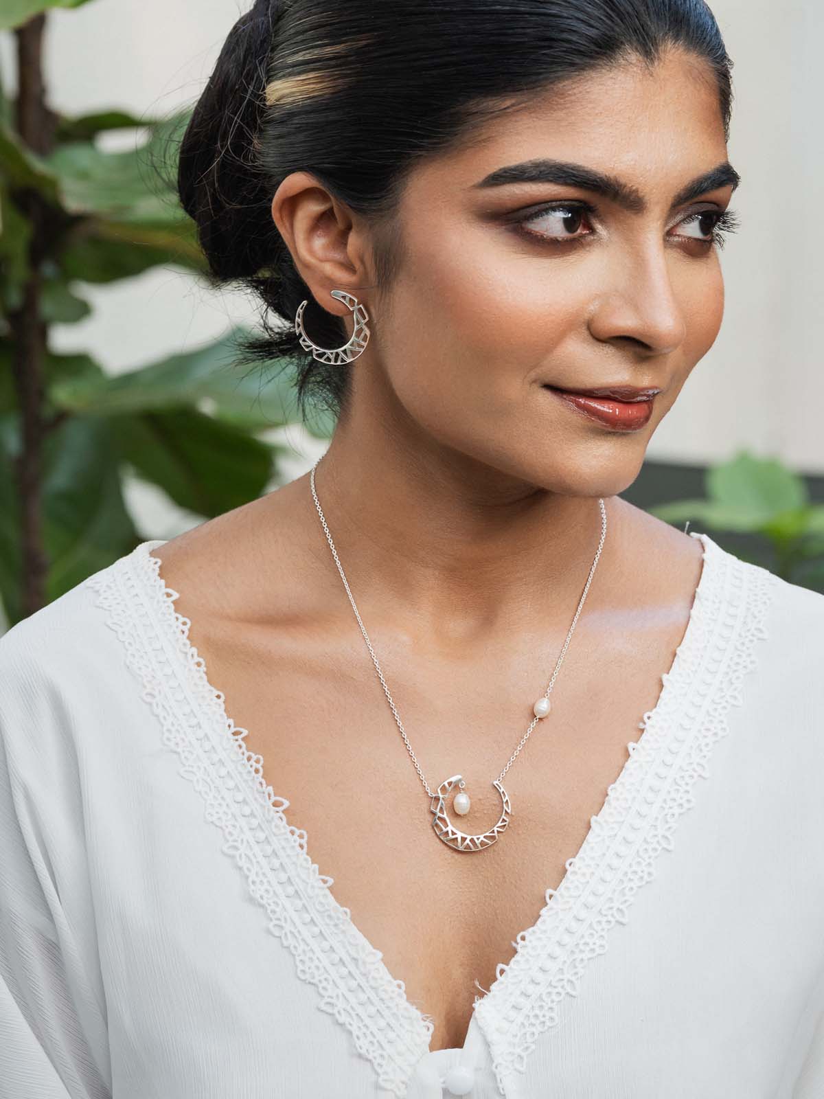 CrescentShine Necklace + Earrings