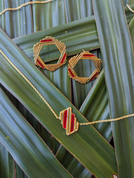 EmberGlow Necklace + Earrings
