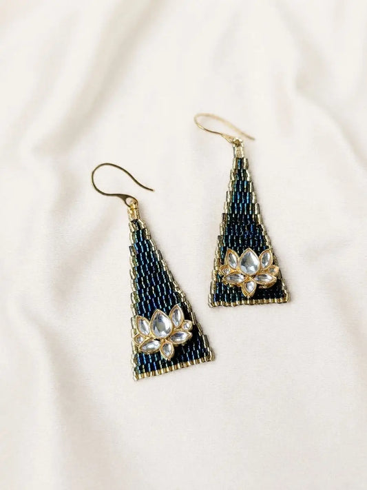 Midnight Bloom Beaded Earrings