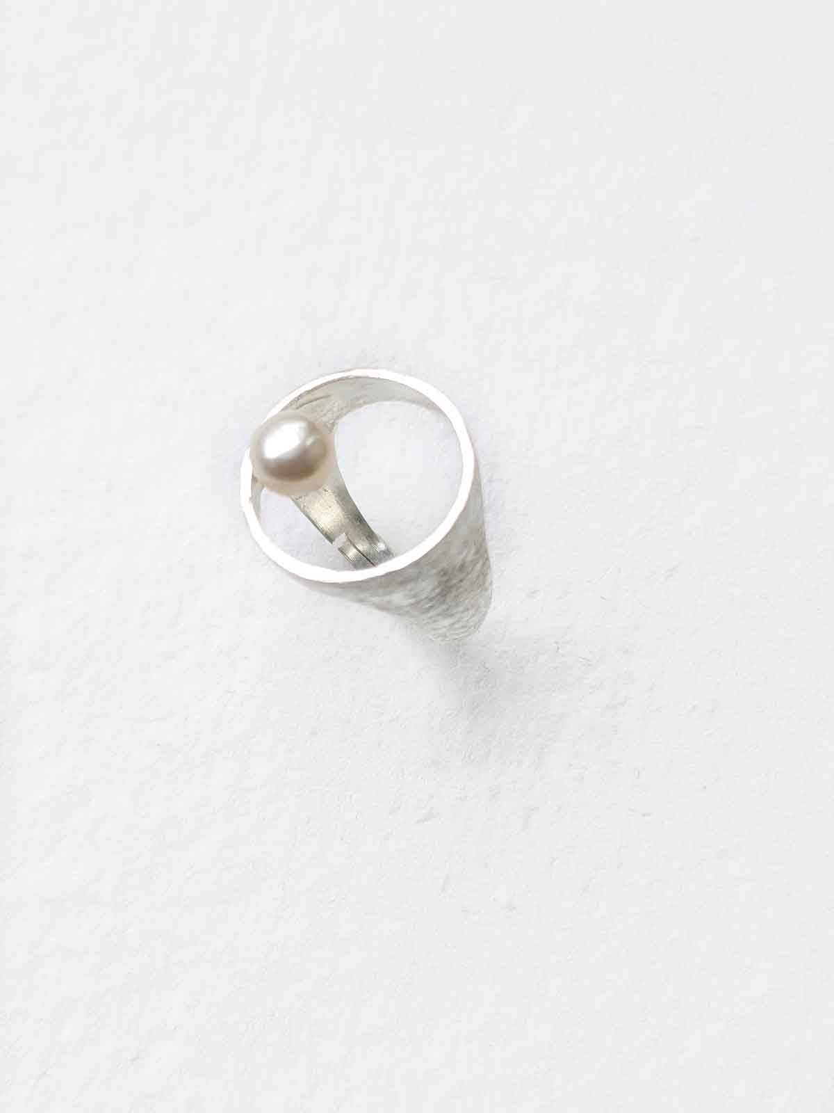 MoonStruck Ring 92.5 Sterling Silver Pearl White