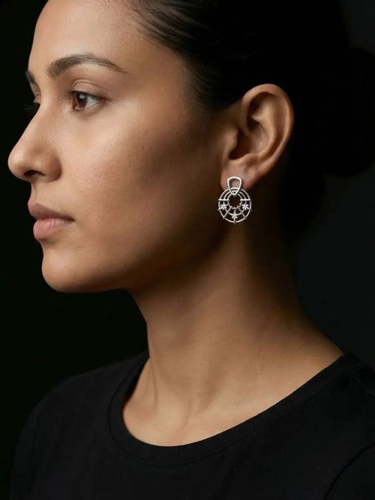 92.5 silver floral earrings