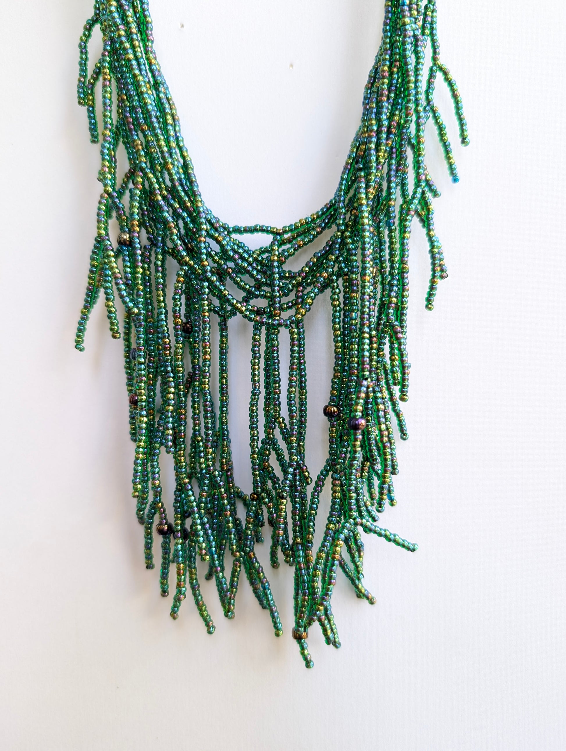 Olive Willow Handmade Beaded Necklace Metallic Green
