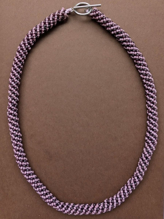 Handmade Beaded Spiral Purple Rope Necklace