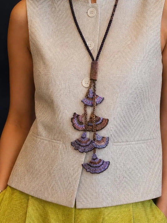 Raya Cascade Lariat Beaded Necklace