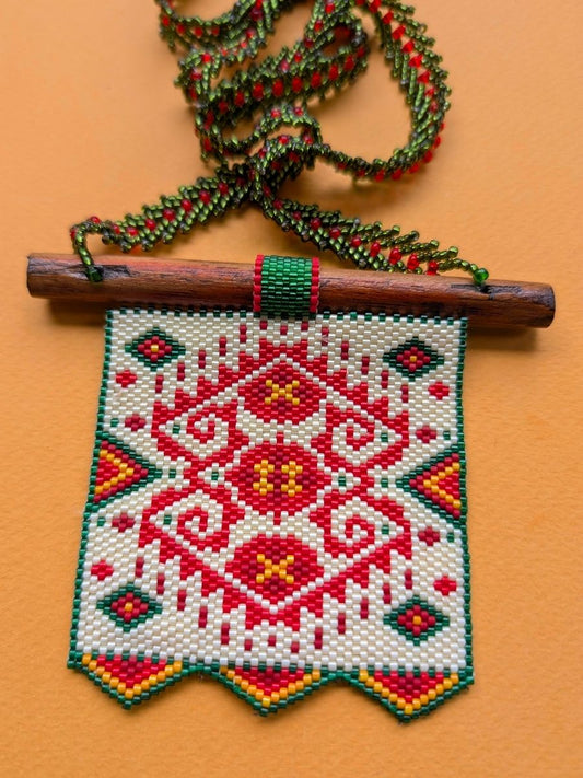 Handmade Beaded Multicolor Wood Element Necklace