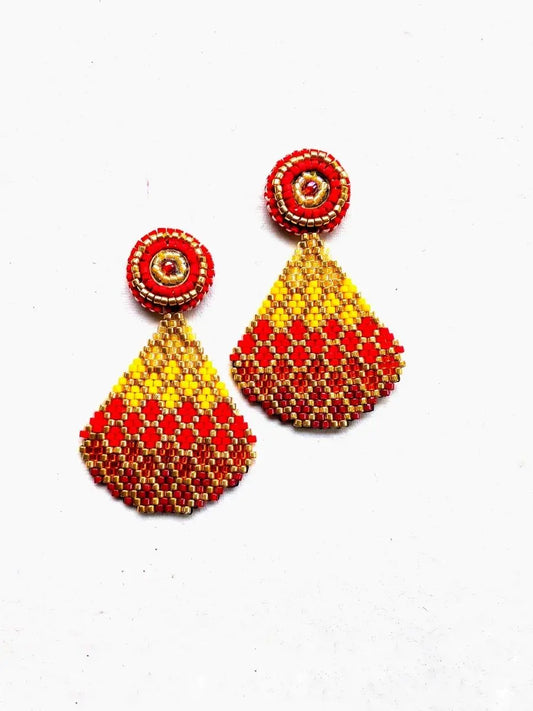 Red Ombre Beaded Earrings