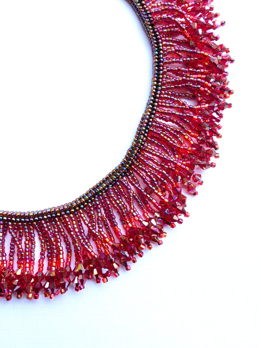 Ruby Rush Handmade Beaded Necklace Red Pink