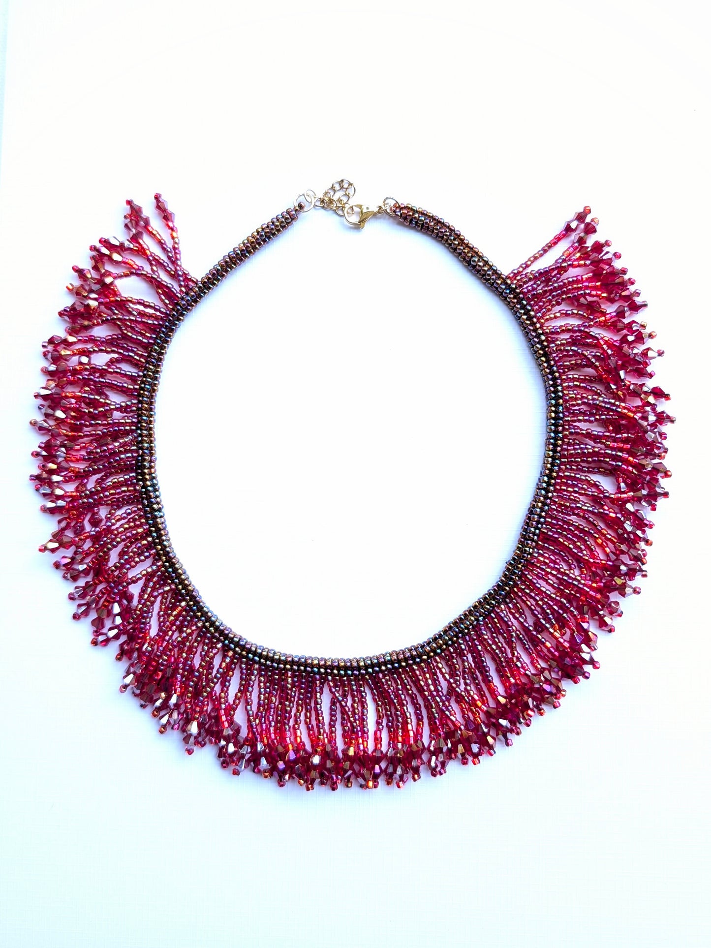Ruby Rush Handmade Beaded Necklace Red Pink