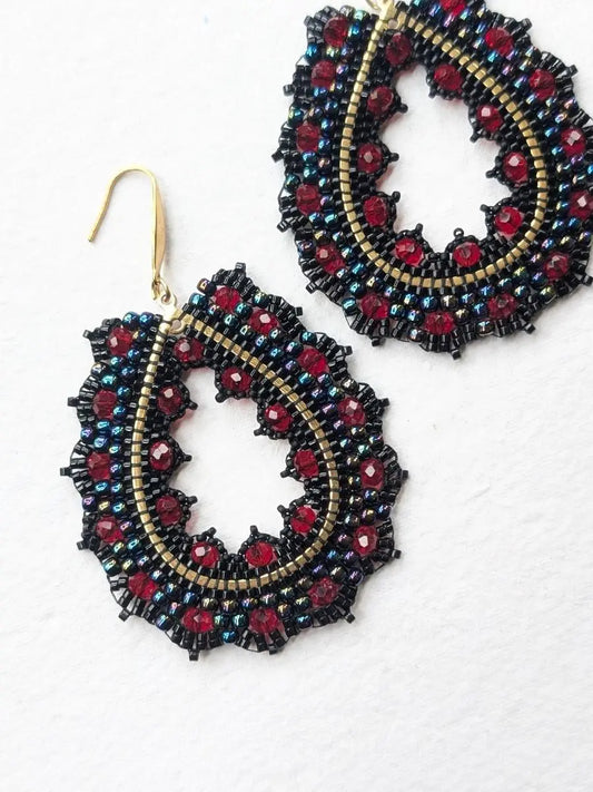Shaya Black Beaded Dangler Earrings
