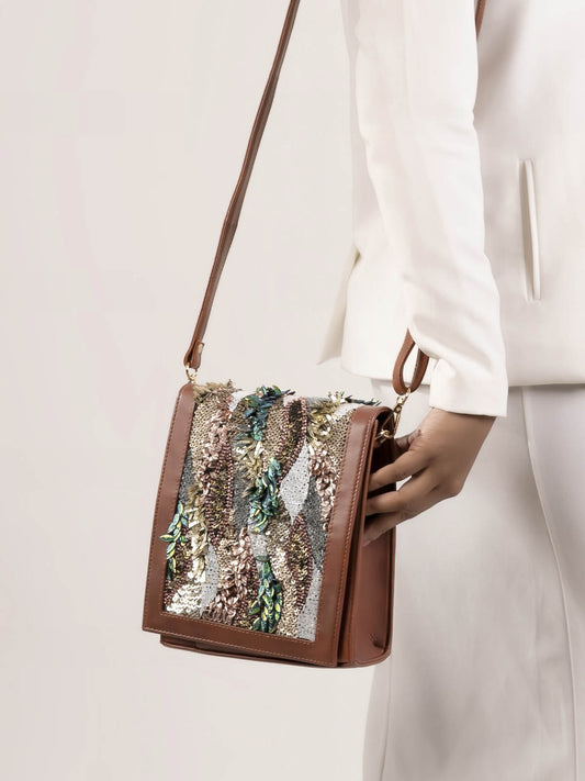 Tan Shimmering Sands Leather Bag
