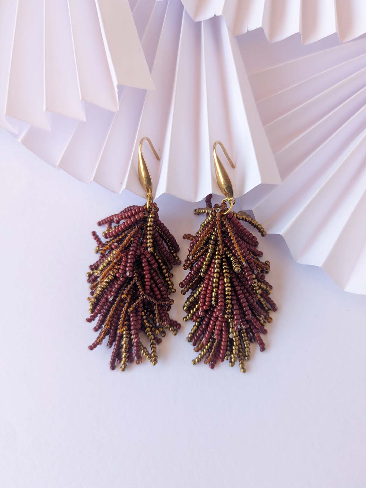 Brown Waterfall Necklace with Earrings