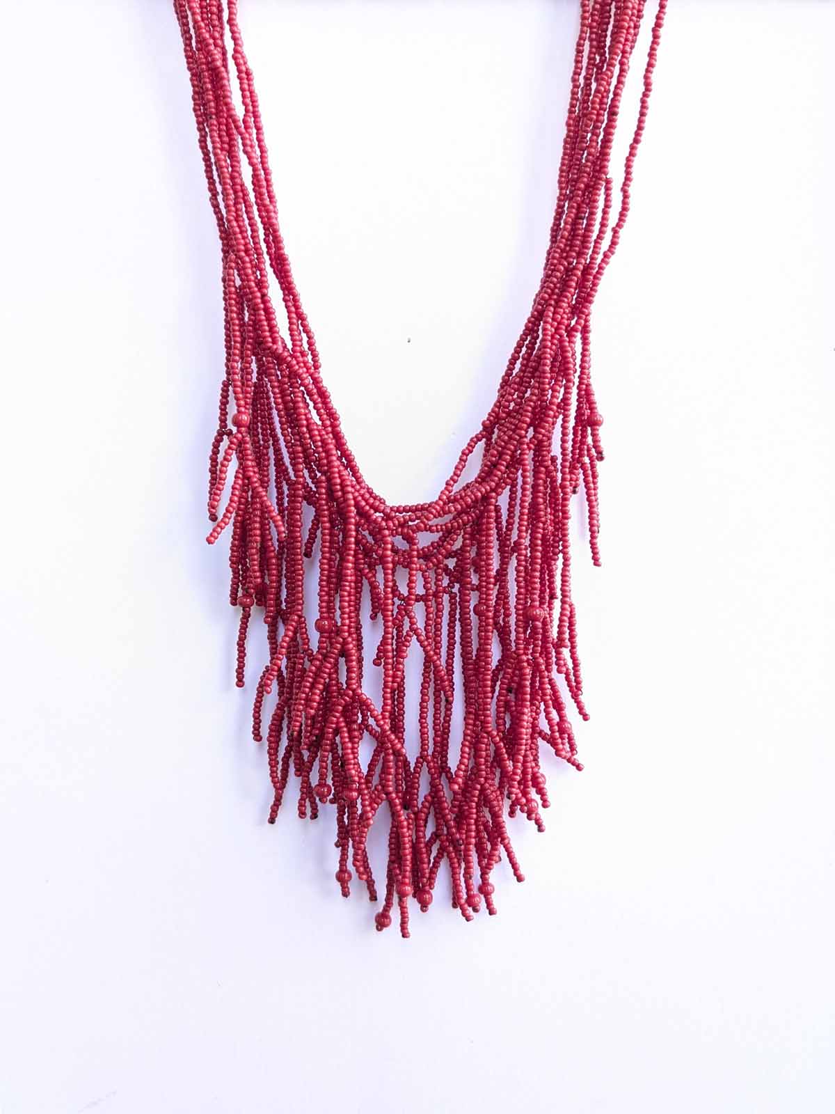 Crimson Willow Red Handmade Beaded Necklace