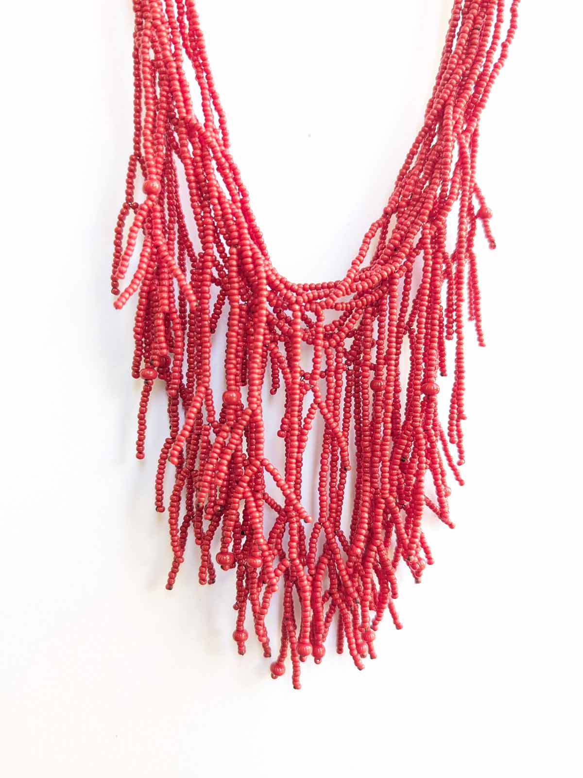 Crimson Willow Red Handmade Beaded Necklace