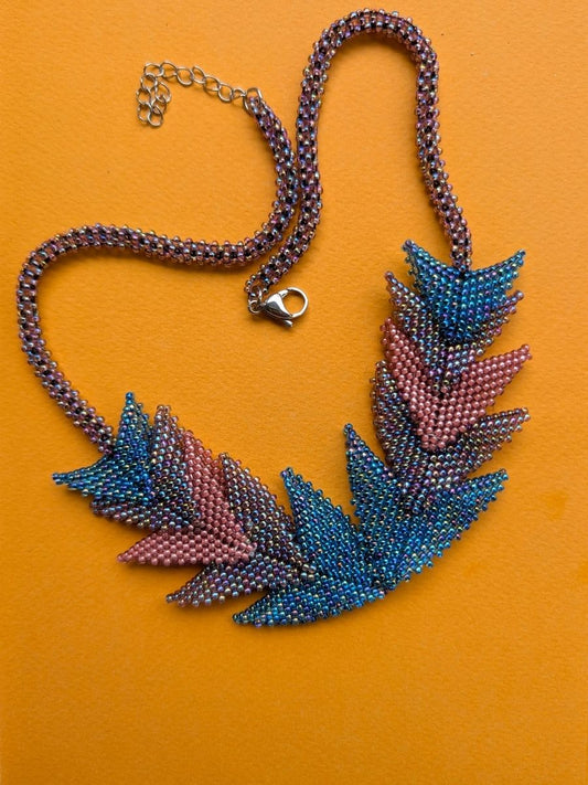 Handmade Beaded Blue Purple Multicolor Necklace