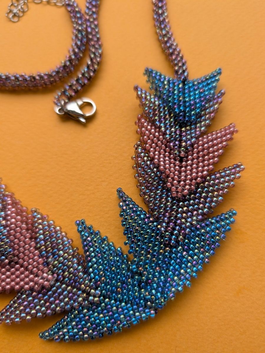 Handmade Beaded Blue Purple Multicolor Necklace