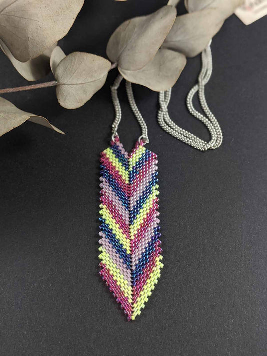 Pink Aztec Arrowhead Handmade Beaded Necklace