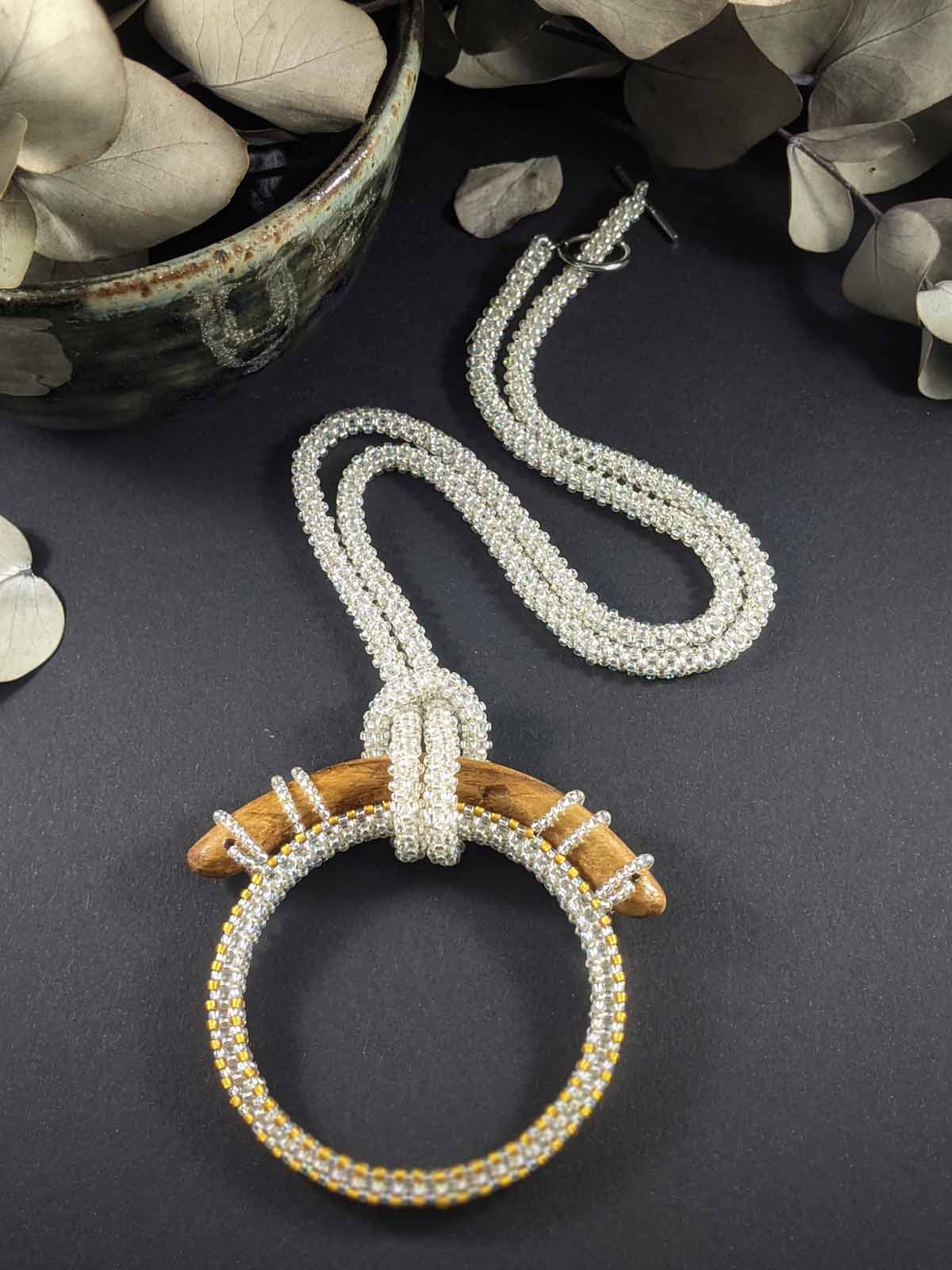 Aria in White Necklace - White & Yellow Handmade Beaded Necklace