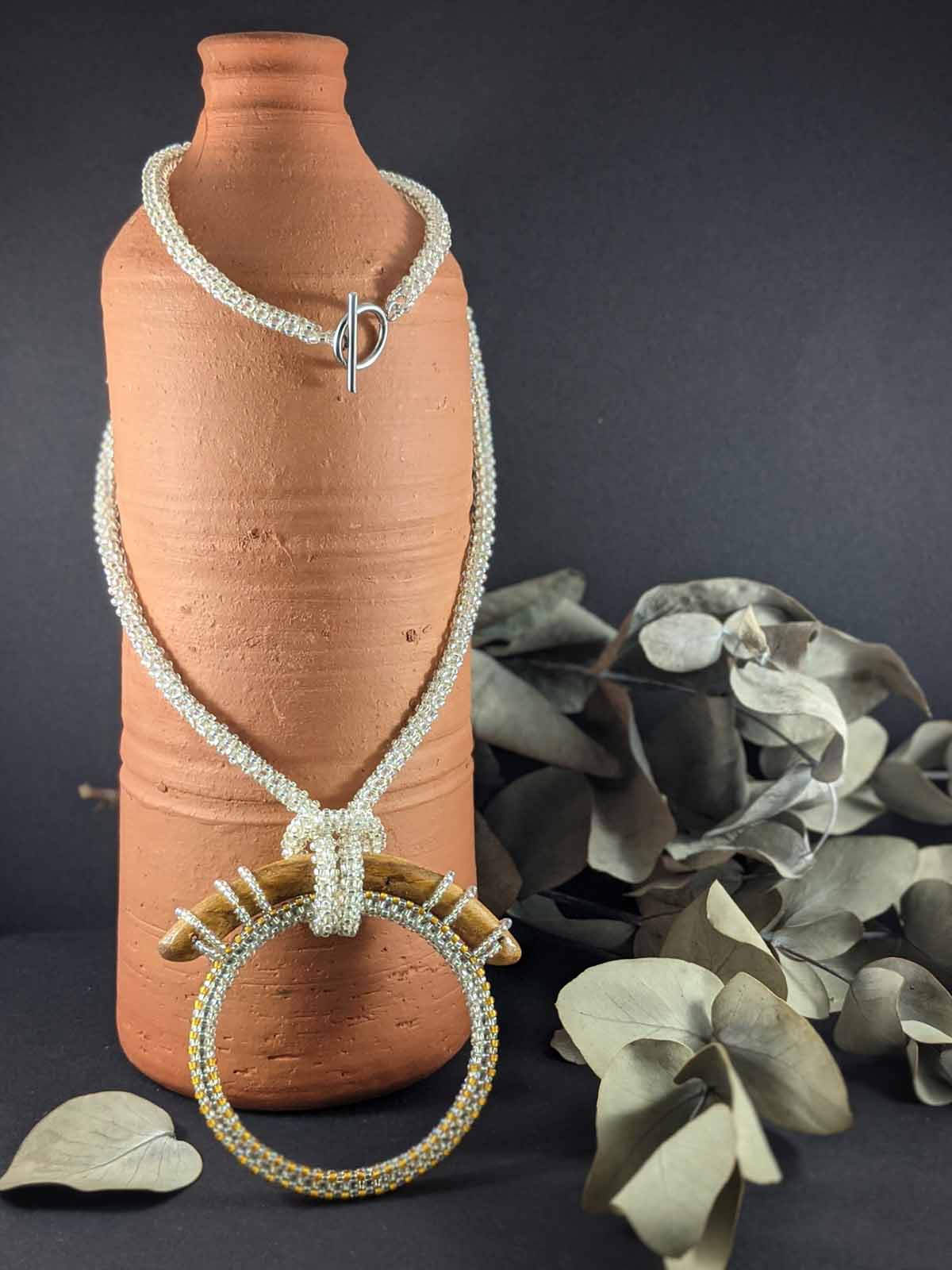 Aria in White Necklace - White & Yellow Handmade Beaded Necklace