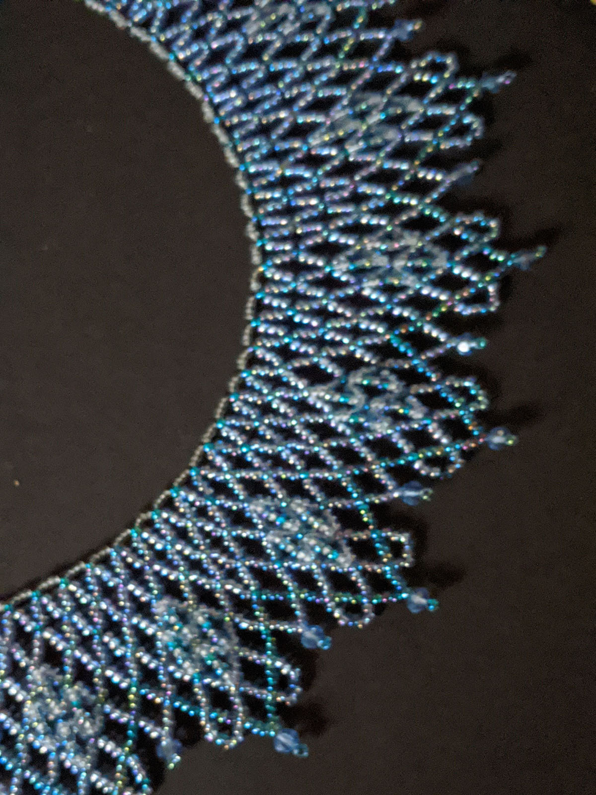 Handmade Beaded Necklace in shades of Blue - Collar Necklace