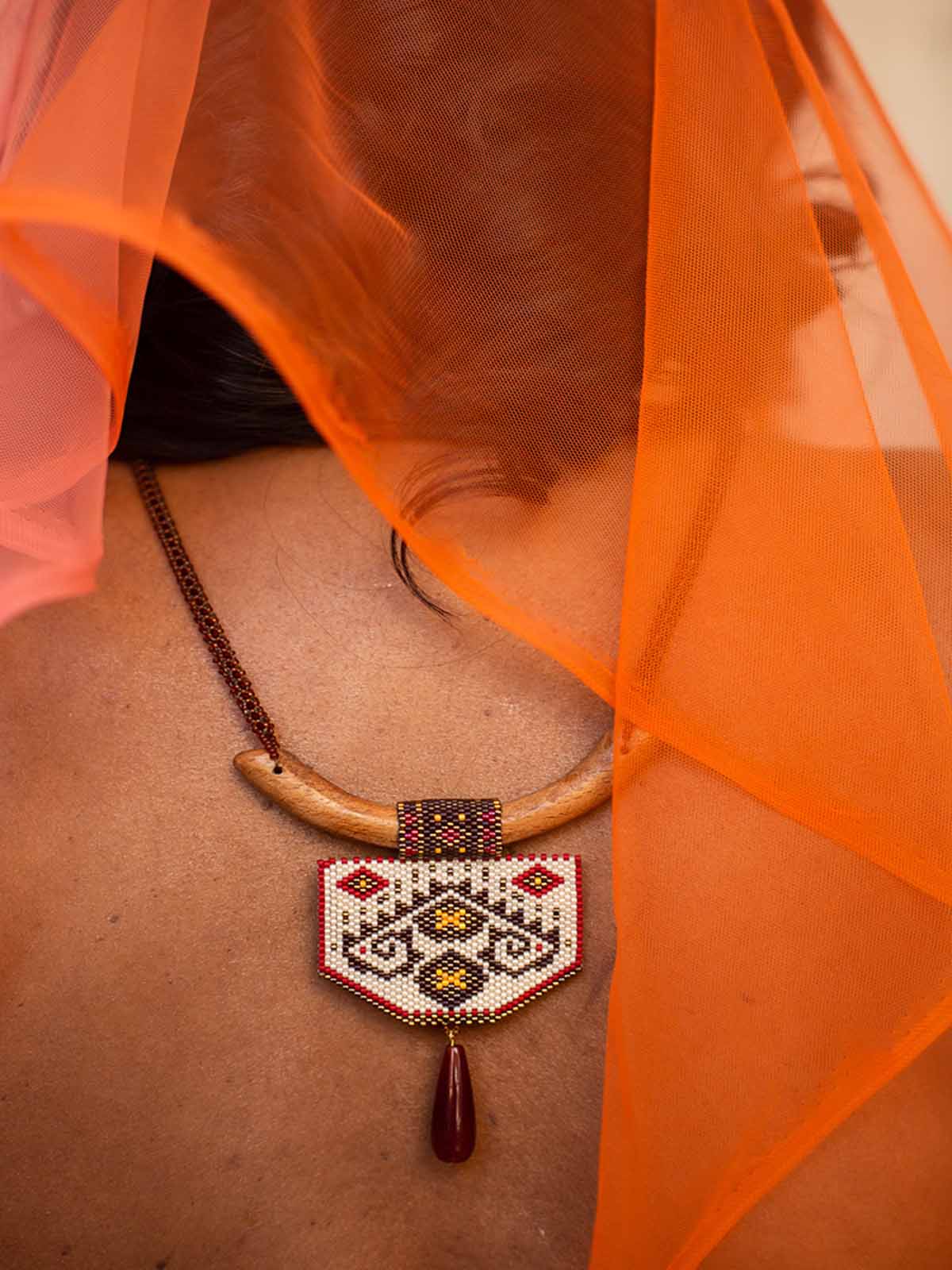 Handmade Beaded Miyuki Delica Beads Toho Beads Wood Component Agate Drop Brass Clasp Cream Chocolate Brown Dark Red Squash Bronze