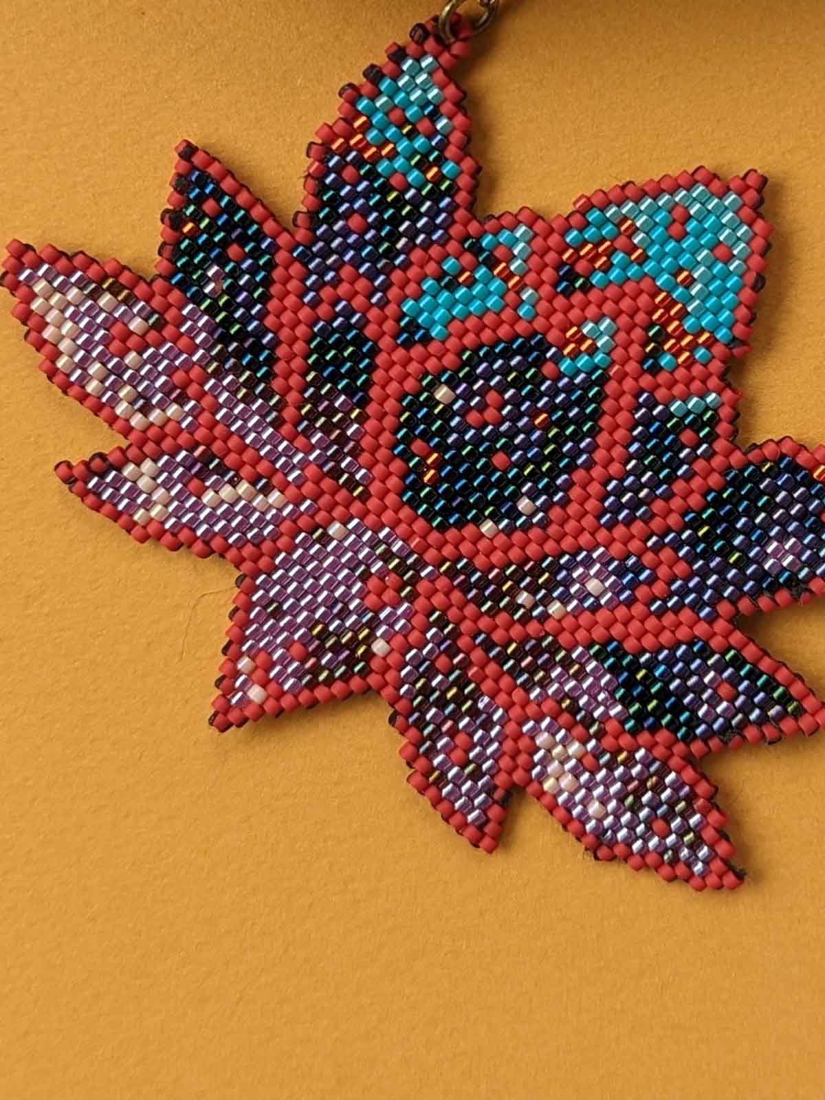 Maroon Lotus Handmade Beaded Necklace Blue Grey Purple Pink Gold