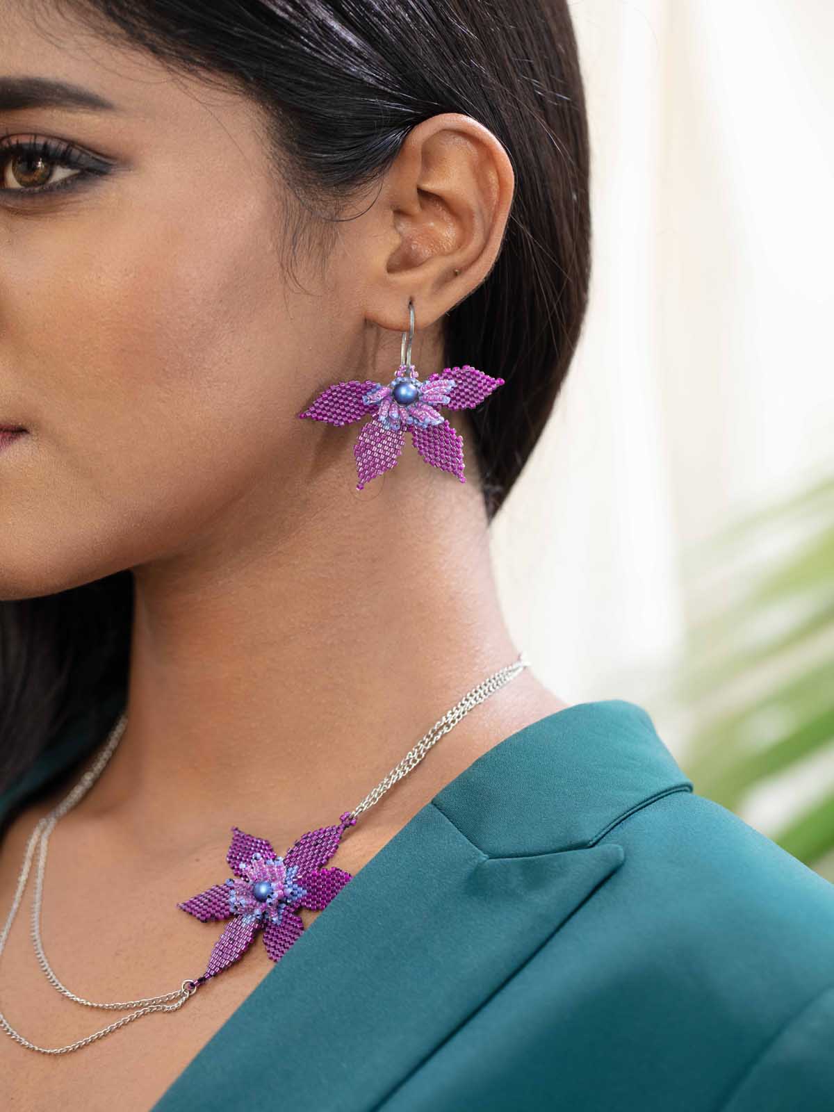 Asiatic Lily Earrings in Viva Magenta