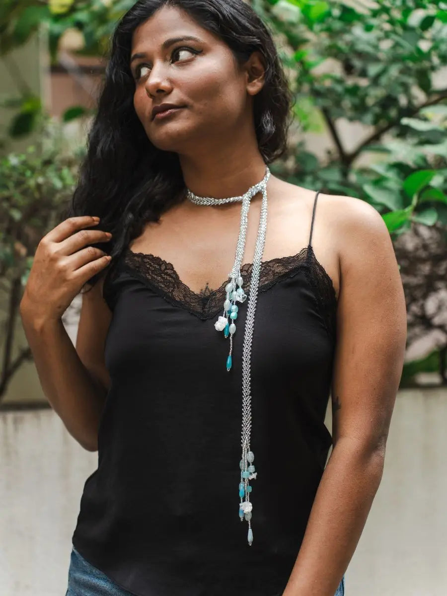 Nyra Blue Lariat Necklace