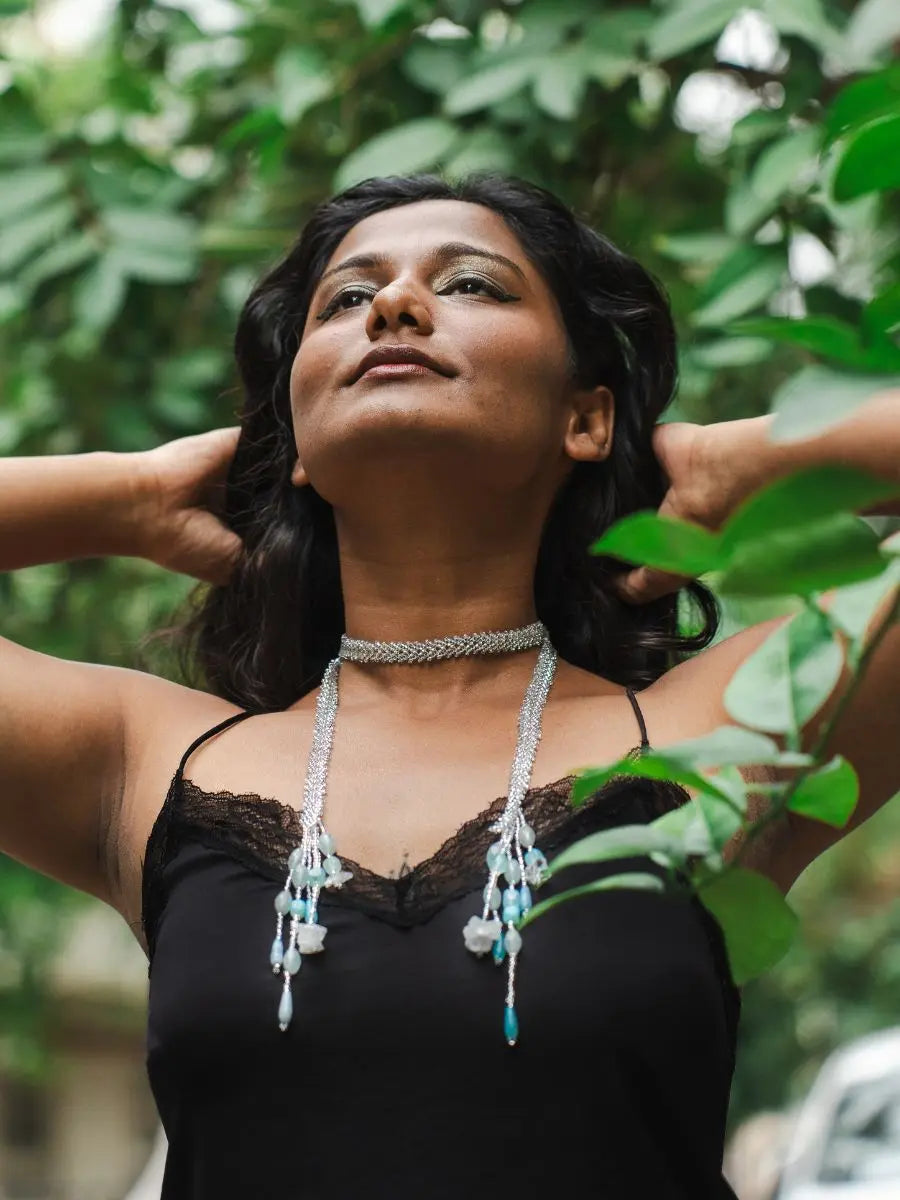 Nyra Blue Lariat Necklace