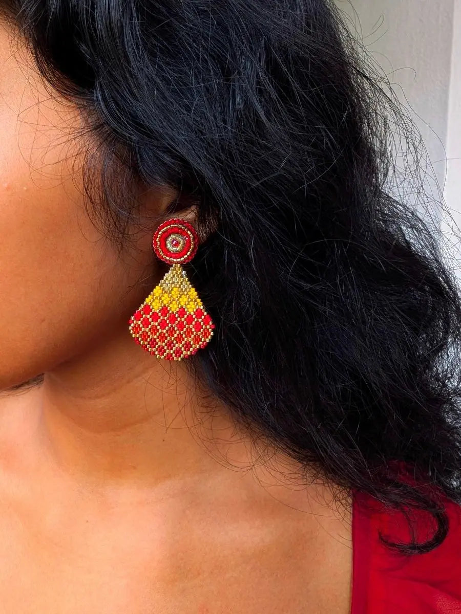 Red Ombre Beaded Earrings