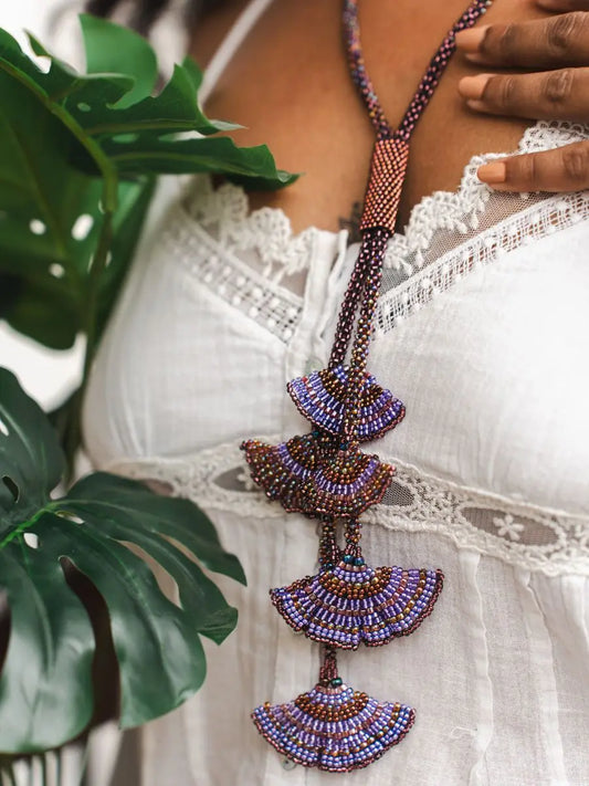 Raya Cascade Lariat Beaded Necklace