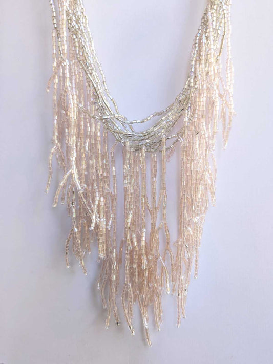 Margot Willow Handmade Beaded Necklace Silver Pale Pink