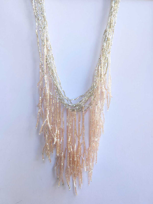 Margot Willow Handmade Beaded Necklace Silver Pale Pink