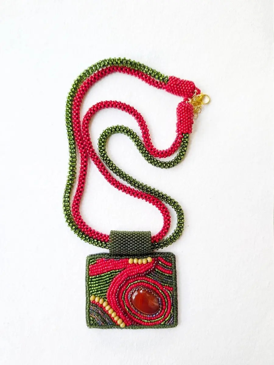 Brown Earthy Embroidery Necklace