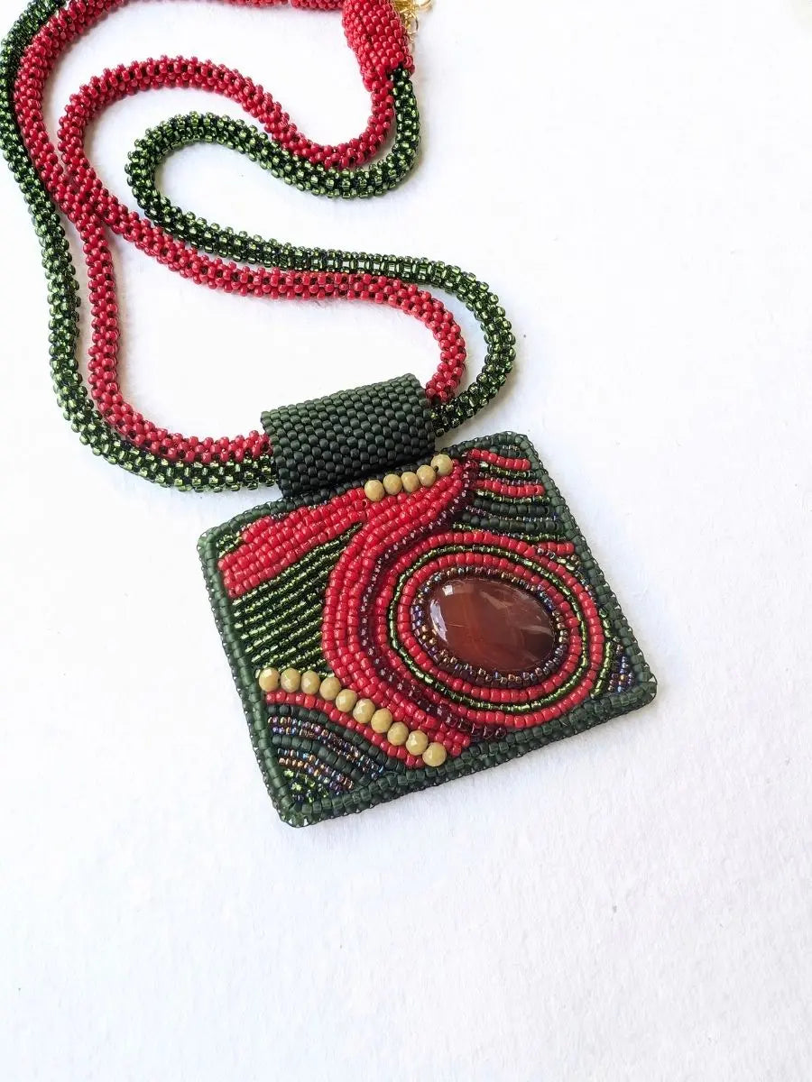 Brown Earthy Embroidery Necklace