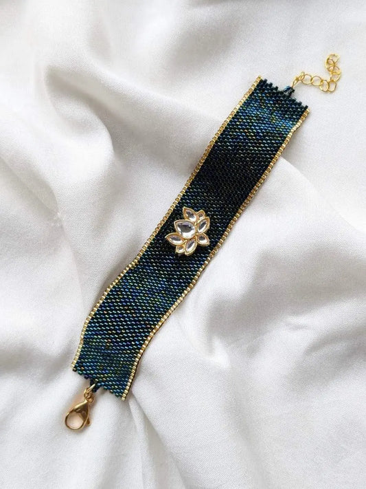 Midnight Bloom Beaded Bracelet