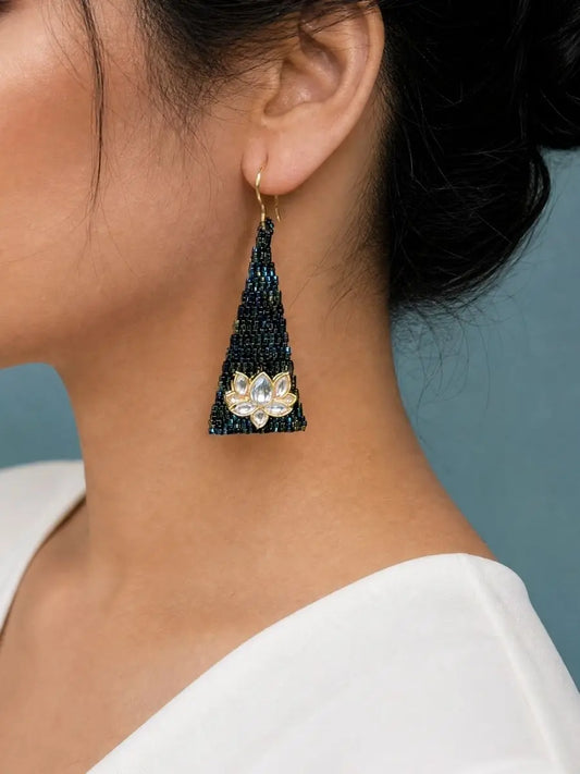 Midnight Bloom Beaded Earrings