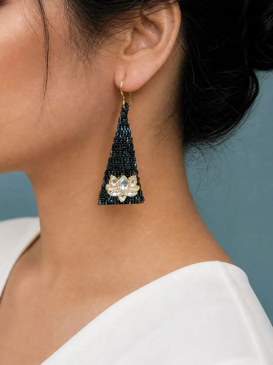 Midnight Bloom Beaded Bracelet & Earrings Set