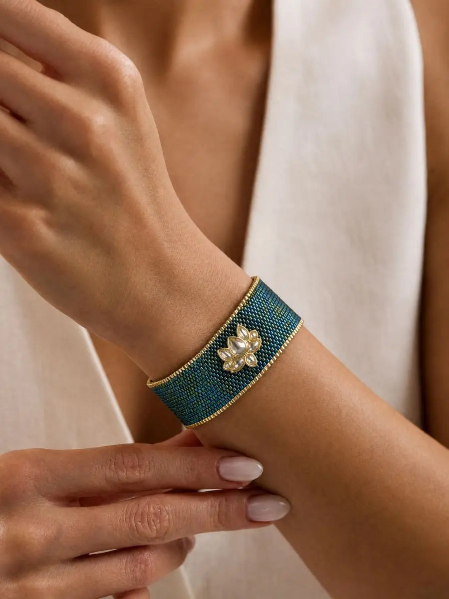 Midnight Bloom Beaded Bracelet