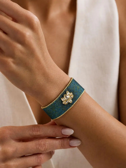 Midnight Bloom Beaded Bracelet