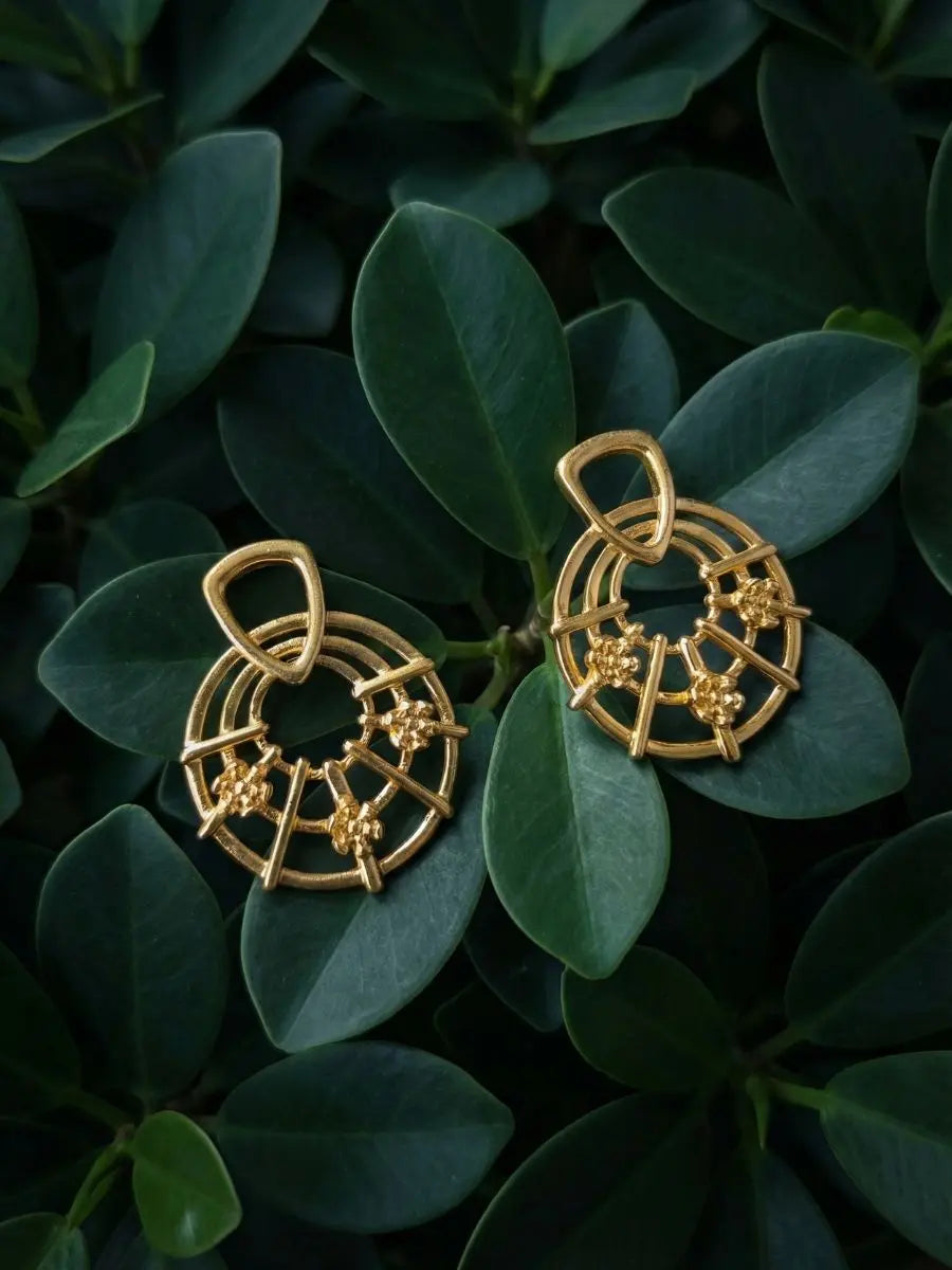 Gold Plated silver floral earrings