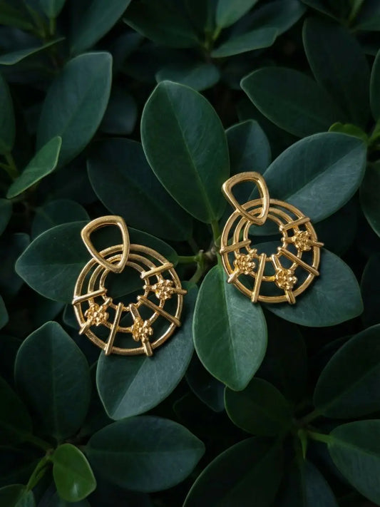 Gold Plated silver floral earrings