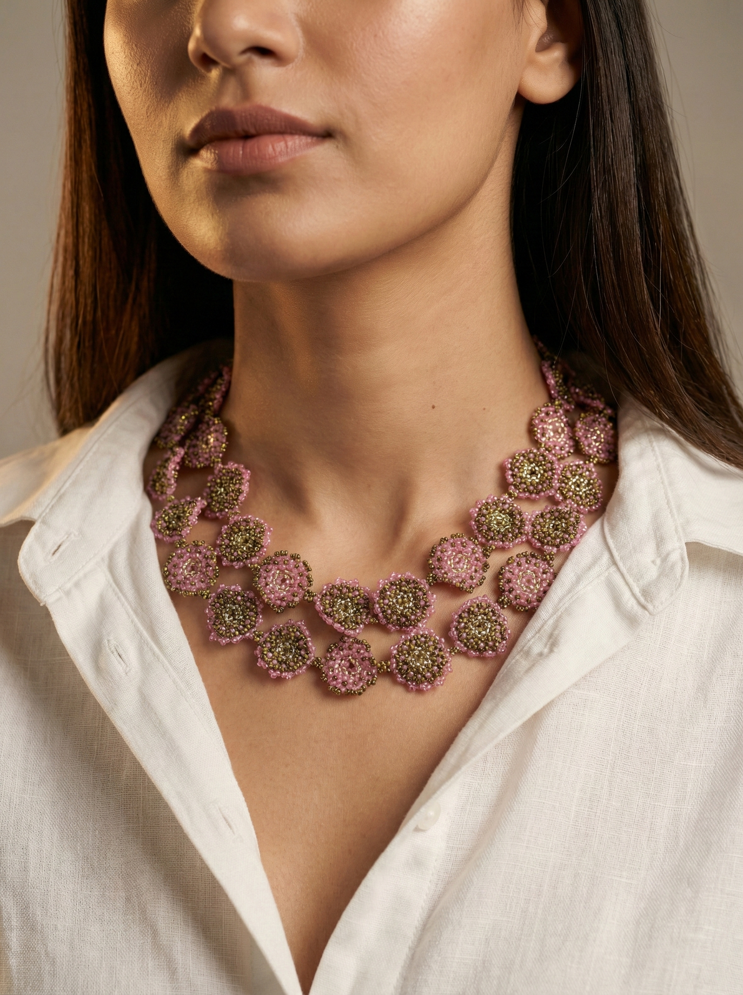 Pink Mia Beaded Necklace