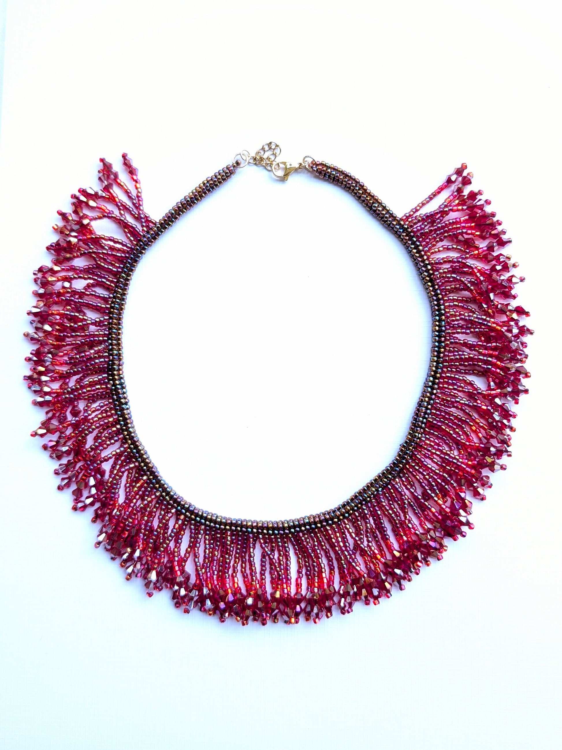 Ruby Rush Handmade Beaded Necklace