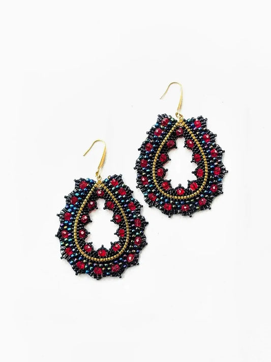 Shaya Black Beaded Dangler Earrings